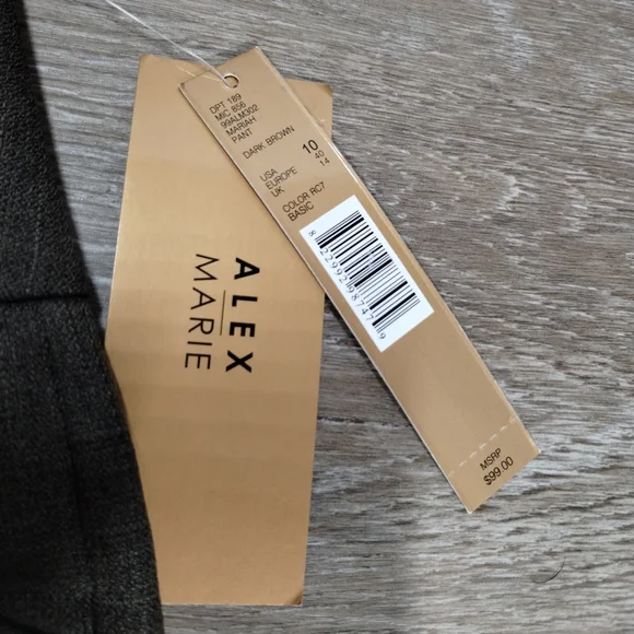 Alex Marie Dress Pants Size 10 Dark Brown Wrinkle Free Office Academia Interview - Picture 9 of 9